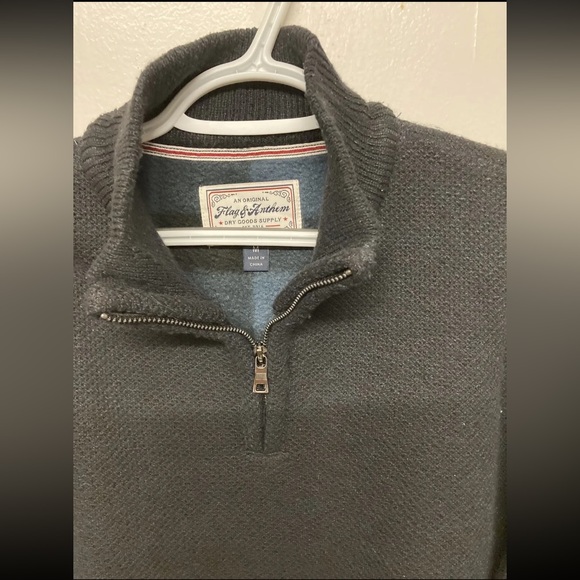 New! Flag & Anthem Mens 1/4 Zip Sweater Pullover Medium Black Shirt Heavy Weight - Picture 5 of 12